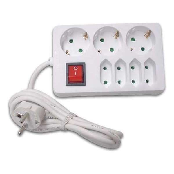 Perel Stekkerdoos 7 Stopcontacten 3500 W Wit Perel Stekkerdoos 7 Stopcontacten 3500 W Wit