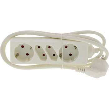 Exin Stekkerdoos – 4 stekkers – Verlengsnoer - 2300 Watt – Verlengkabel met Randaarde – Eurostekker – 3 meter – Wit