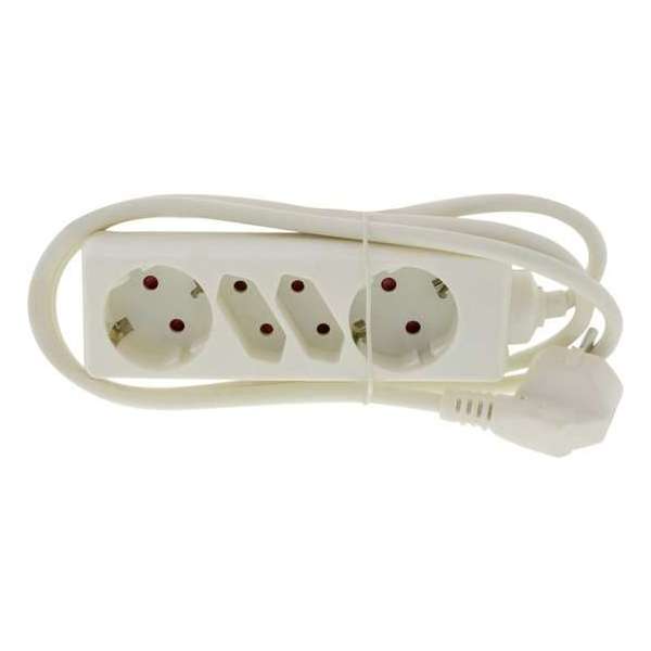 Exin Stekkerdoos – 4 stekkers – Verlengsnoer - 2300 Watt – Verlengkabel met Randaarde – Eurostekker – 3 meter – Wit Exin Stekkerdoos – 4 stekkers – Verlengsnoer - 2300 Watt – Verlengkabel met Randaarde – Eurostekker – 3 meter – Wit