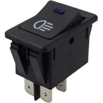 Schakelaar - Zwart - 12V - 35A - 4 polig - Blauwe LED