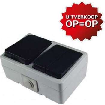 Calex combinatie schakelaar/wand contactdoos RA, spatwaterdicht IP44 met klep, grijs