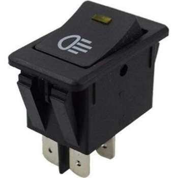 Schakelaar - Zwart - 12V - 35A - 4 polig - Gele LED