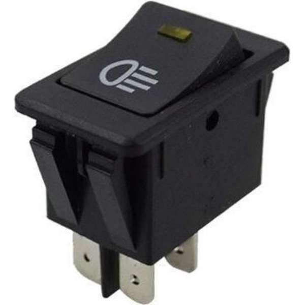 Schakelaar - Zwart - 12V - 35A - 4 polig - Gele LED Schakelaar - Zwart - 12V - 35A - 4 polig - Gele LED