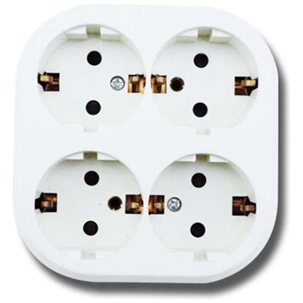 Wandcontactdoos - Aigi Kuta - Opbouw - 4-voudig - Randaarde - Wit - BSE Wandcontactdoos - Aigi Kuta - Opbouw - 4-voudig - Randaarde - Wit - BSE
