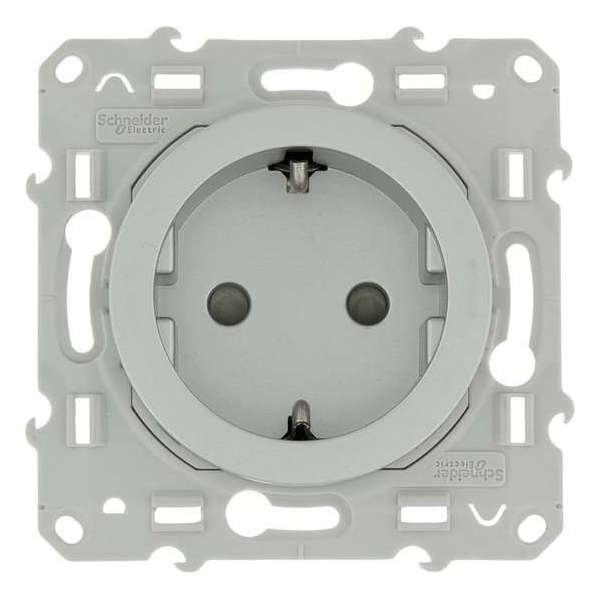 Schneider Electric Odace stopcontact geaard Aluminium Schneider Electric Odace stopcontact geaard Aluminium