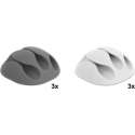 DeLOCK Zelfklevende kabelhouders voor 3 kabels - 6 stuks / wit/grijs