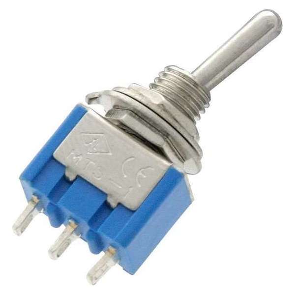 SCHAKELAAR - ‘ON/OFF' - 250V 3A - BLAUW/ZILVER - 3 polig