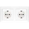 Wandcontactdoos - Aigi Cika - Inbouw - 2-voudig - Randaarde - Incl. Afdekraam - Wit - BES LED