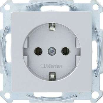 Schneider Electric Merten System enkel geaard stopcontact aluminium