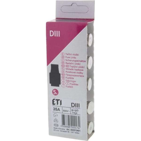 ETI Diazed DIII - zekering - porselein - 35 Amp - gG traag ETI Diazed DIII - zekering - porselein - 35 Amp - gG traag