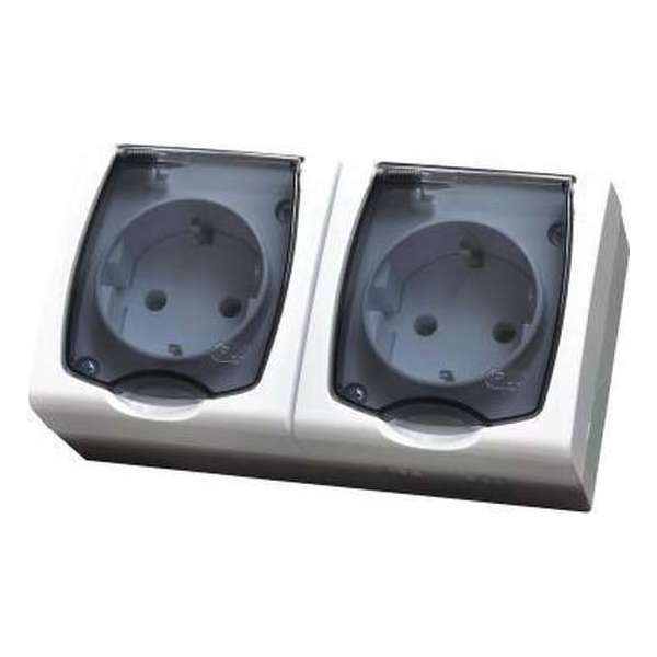 OSPEL Madera Double Socket Opbouw Stopcontact | Wit en Blauw | 130x46x70 mm (lxbxh) | IP44 (Spatwaterdicht) OSPEL Madera Double Socket Opbouw Stopcontact | Wit en Blauw | 130x46x70 mm (lxbxh) | IP44 (Spatwaterdicht)