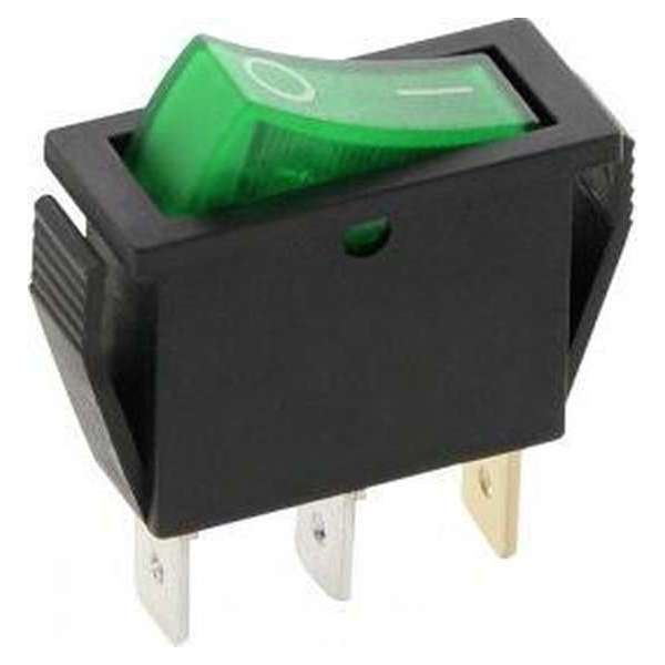 Schakelaar - groen - 12 volt - 20A - verlicht Schakelaar - groen - 12 volt - 20A - verlicht