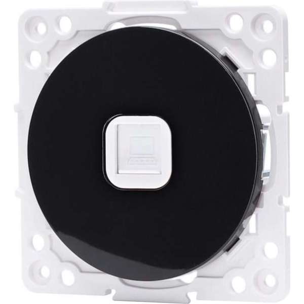 UTP RJ45 Stopcontact - Wandcontactdoos - Igan Jura - Inbouw - Rond - Kunststof - 1-voudig UTP CAT6 - Zwart UTP RJ45 Stopcontact - Wandcontactdoos - Igan Jura - Inbouw - Rond - Kunststof - 1-voudig UTP CAT6 - Zwart