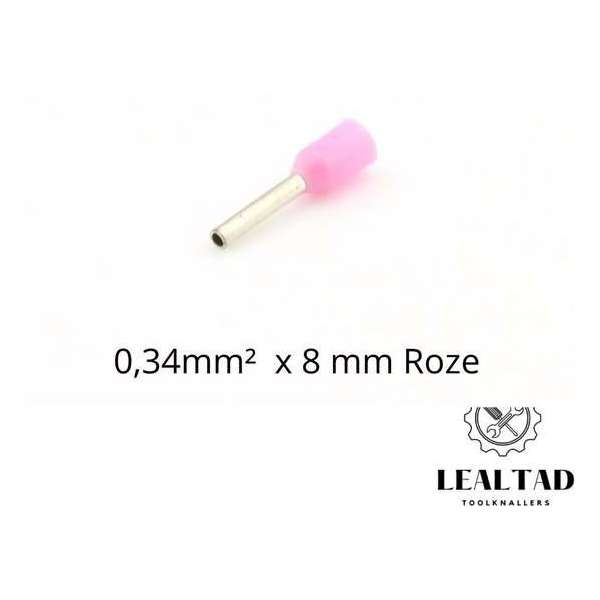 Adereindhuls 0,34 mm² x 8 mm roze 100 stuks | Ferrule | Draadhuls | Adereindhulzen | Eindverbinder Adereindhuls 0,34 mm² x 8 mm roze 100 stuks | Ferrule | Draadhuls | Adereindhulzen | Eindverbinder