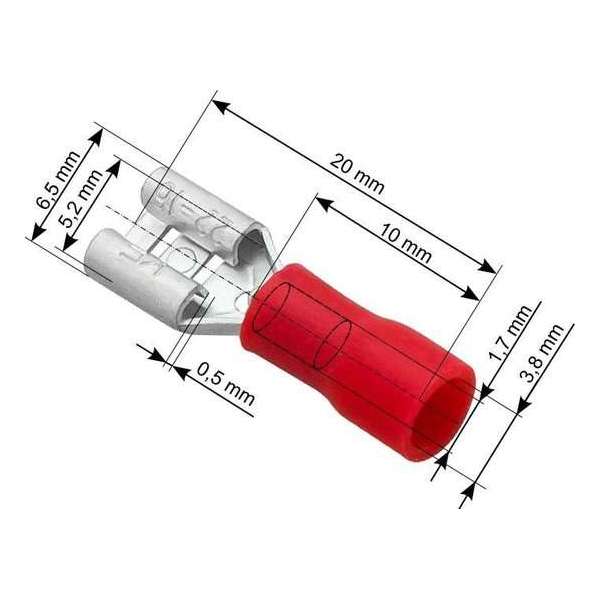 Vlakstekker Rood - Insteekbreedte 5.2-6.5 mm Insteekdikte 0.5 mm - 100 Stuks