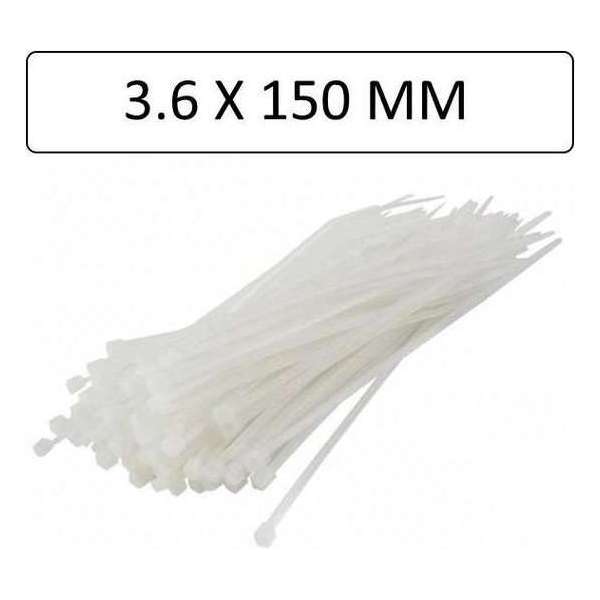Tie-Wraps Wit 100 stuks 3,6 x 150 mm Tie-Wraps Wit 100 stuks 3,6 x 150 mm