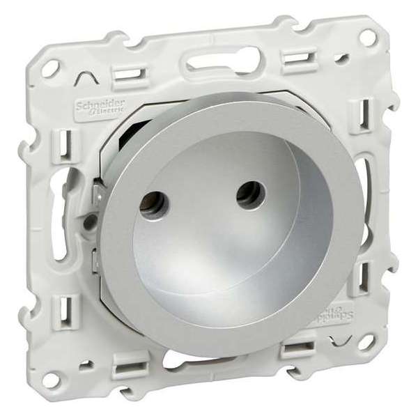 Stopcontact - Inbouw - Aluminium - Odace - Schneider Electric - S530033 Stopcontact - Inbouw - Aluminium - Odace - Schneider Electric - S530033