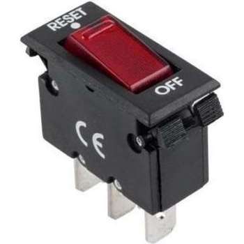 Schakelaar - rood - 250 volt - 10A - Met resetfunctie