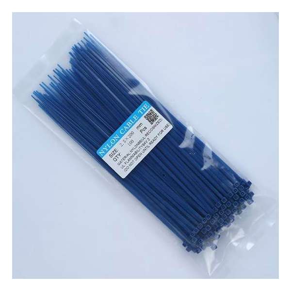 100x Tiewrap 200mm Blauw 100x Tiewrap 200mm Blauw