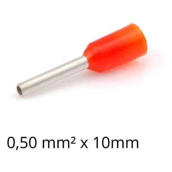 Adereindhuls 0,50 mm² x 10 mm oranje 100 stuks | Ferrule | Draadhuls | Adereindhulzen | Eindverbinder Adereindhuls 0,50 mm² x 10 mm oranje 100 stuks | Ferrule | Draadhuls | Adereindhulzen | Eindverbinder