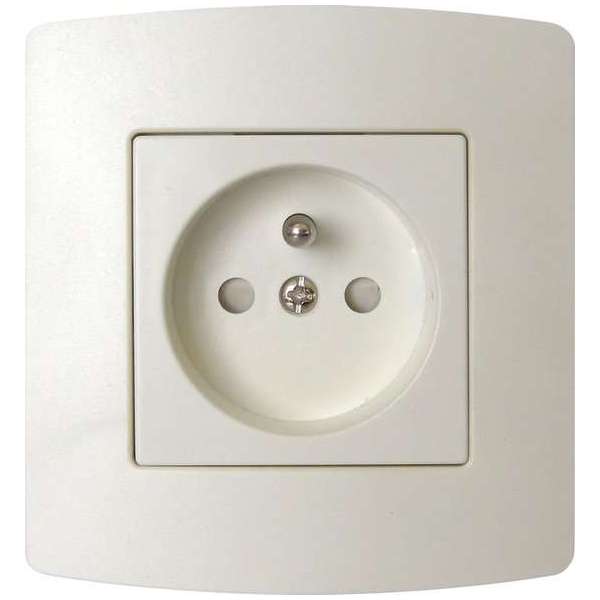 Tweepolige stopcontact + Aarding - 16A - 230V - Baby Safe - RAL9016 - Inbouw Tweepolige stopcontact + Aarding - 16A - 230V - Baby Safe - RAL9016 - Inbouw