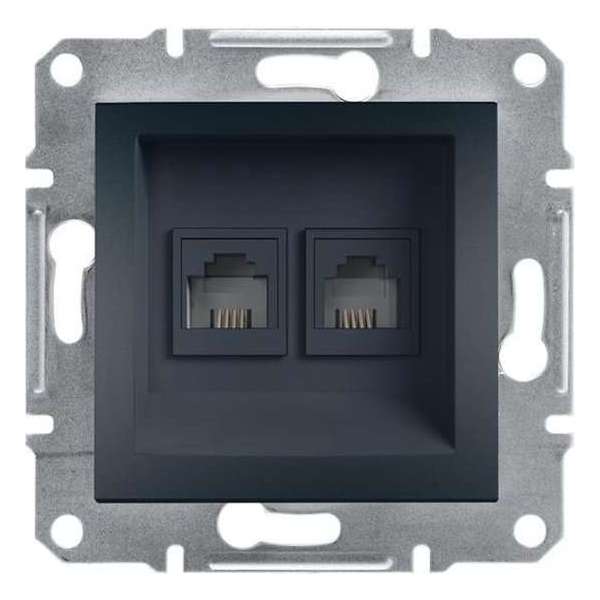 Schneider Electric Asfora serie - Dubbele RJ11 Telefoonsnoer Aansluiting Wandcontactdoos - ANTRACIET Schneider Electric Asfora serie - Dubbele RJ11 Telefoonsnoer Aansluiting Wandcontactdoos - ANTRACIET