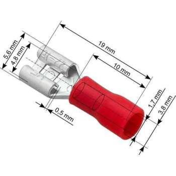 Vlakstekker Rood - Insteekbreedte 4,8-5.6 mm Insteekdikte 0.5 mm - 100 Stuks