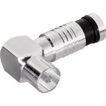 Transmedia Coax IEC (v) compressie connector - metaal / haaks