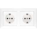 Wandcontactdoos - Igan Cika - Inbouw - 2-voudig - Randaarde - Incl. Afdekraam - Wit