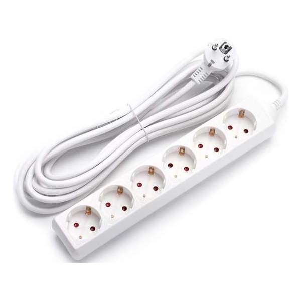 Verlengsnoer - Aigi Synci - 3680W - 6 Stopcontacten - 5 Meter - Wit | Nederland - BSE Verlengsnoer - Aigi Synci - 3680W - 6 Stopcontacten - 5 Meter - Wit | Nederland - BSE