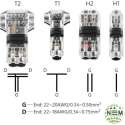 Quick auto Lock /T2/ 0,7x2,5x1,3mm 18-22 AWG,draadconnector,8gram, 0-36V, 0-10A