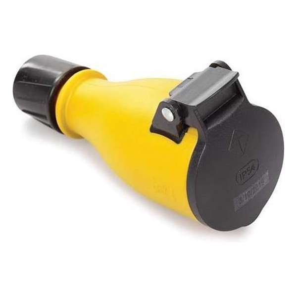 Perel Contrastekker Buitenshuis Schuko 250v Ip54 Zwart/geel Perel Contrastekker Buitenshuis Schuko 250v Ip54 Zwart/geel