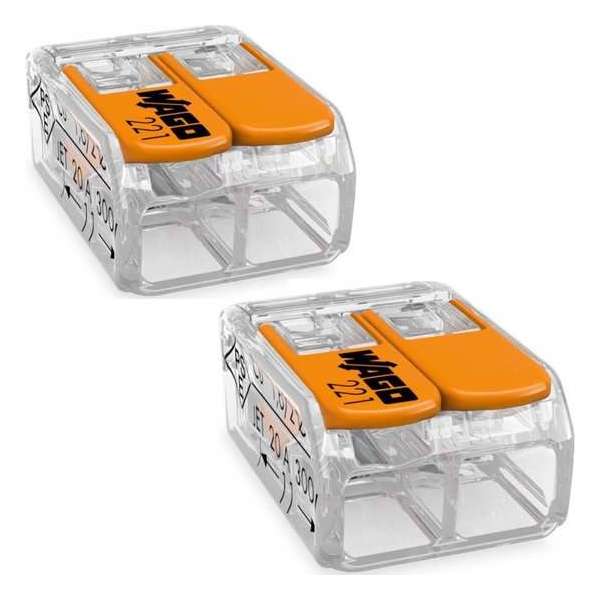 WAGO - Lasklem Set 2 Stuks - 2 Polig met Klemmetjes - Oranje - BSE WAGO - Lasklem Set 2 Stuks - 2 Polig met Klemmetjes - Oranje - BSE