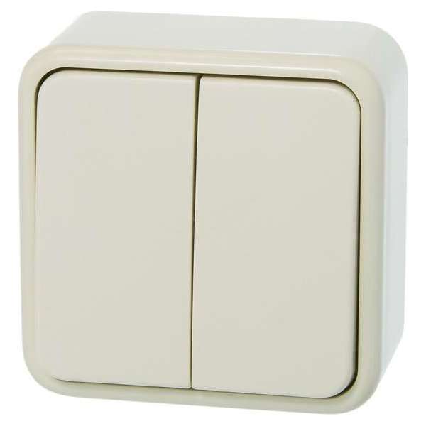 GAMMA dubbele serieschakelaar | serie Andes | opbouw | creme GAMMA dubbele serieschakelaar | serie Andes | opbouw | creme