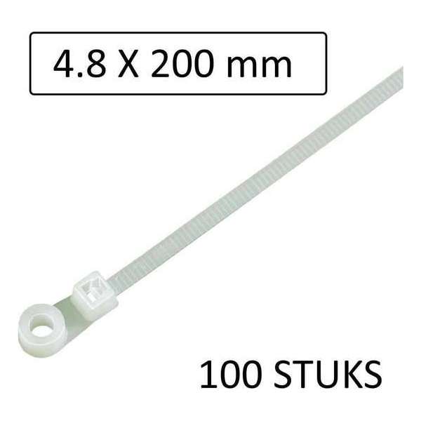 Hofftech Tie Ribs met oog schroefbaar 4.8 x 200 mm. wit - 100 stuks Hofftech Tie Ribs met oog schroefbaar 4.8 x 200 mm. wit - 100 stuks
