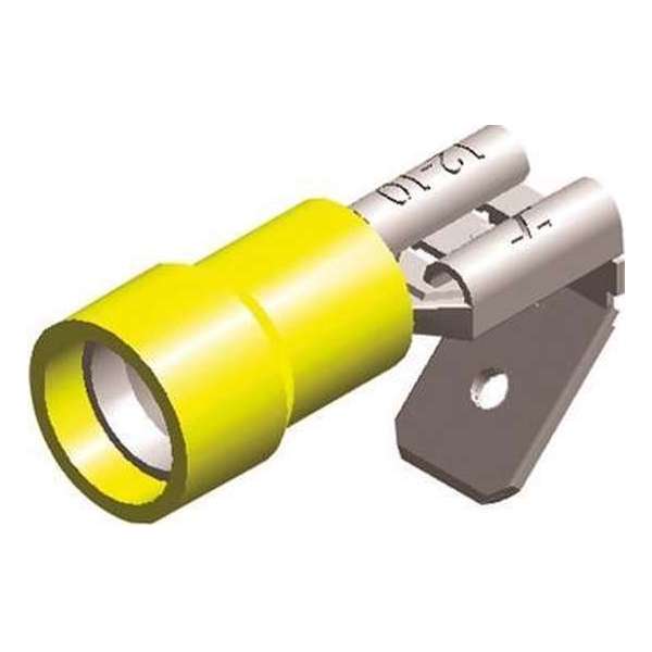 Half-geïsoleerde kabelschoen man / vrouw - 6,3 mm - geel - 10 stuks Half-geïsoleerde kabelschoen man / vrouw - 6,3 mm - geel - 10 stuks