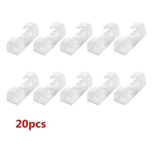 WiseGoods - Kabelclips - Kabel Houder - Kabel Organizer - Kabelklem - Draad Organizer - Kabel Clips Wit - 20 stuks WiseGoods - Kabelclips - Kabel Houder - Kabel Organizer - Kabelklem - Draad Organizer - Kabel Clips Wit - 20 stuks
