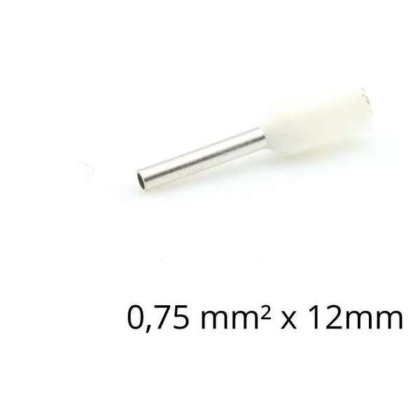 Adereindhuls 0,50 mm² x10 mm wit 100 stuks | Ferrule | Draadhuls | Adereindhulzen | Eindverbinder Adereindhuls 0,50 mm² x10 mm wit 100 stuks | Ferrule | Draadhuls | Adereindhulzen | Eindverbinder