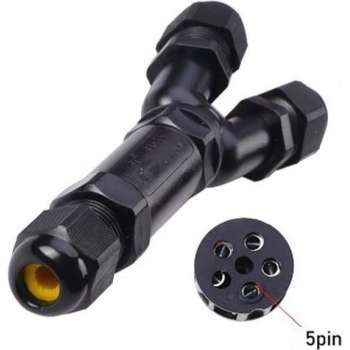 Waterdichte Y-vorm kabelverbinder connector - 5-polig - 230V - IP67