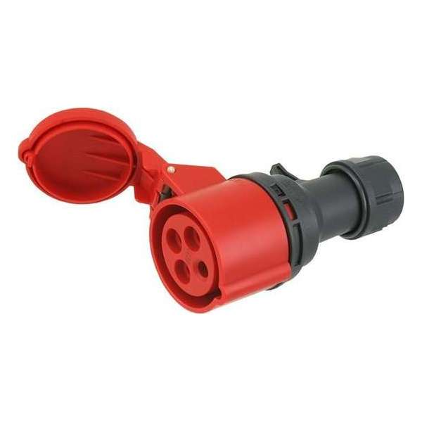 CEE contra stekker 400V 4 polig 32A met label rood K42S30 CEE contra stekker 400V 4 polig 32A met label rood K42S30