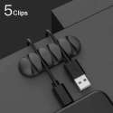 Kabelhouder Zelfklevend - Kabelclip - Bureau Organizor - Kabelklem - Kabelbinder - Zwart - Clip voor 5 Kabels