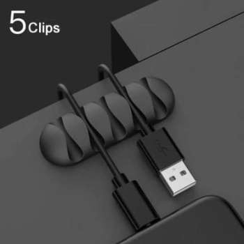 Kabelhouder Zelfklevend - Kabelclip - Bureau Organizor - Kabelklem - Kabelbinder - Zwart - Clip voor 5 Kabels