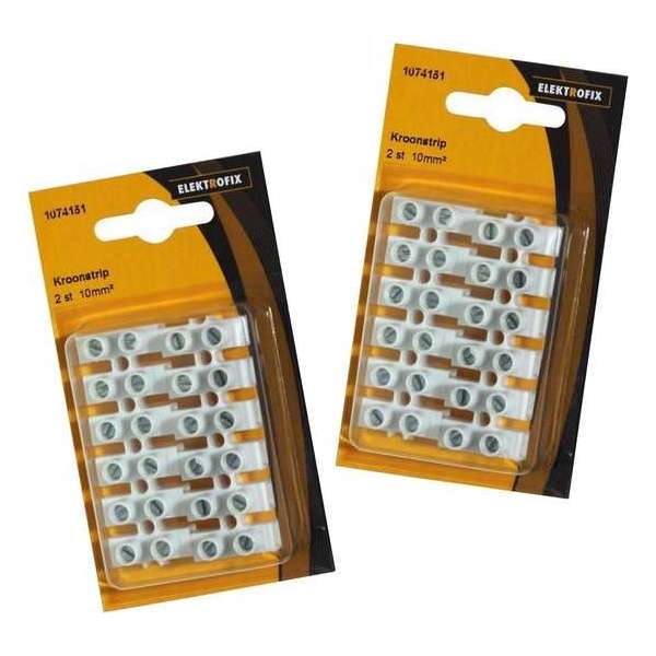 Elektrofix kroonstrip / kroonstenen tot 10 mm² | 4 strips van 6 stuks | wit Elektrofix kroonstrip / kroonstenen tot 10 mm² | 4 strips van 6 stuks | wit
