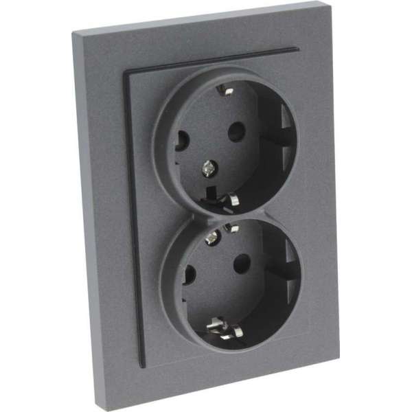 Q-Link S–Line contactdoos – 2–voudig – randaarde – antraciet