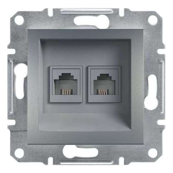 Schneider Electric Asfora serie - Dubbele RJ11 Telefoonsnoer Aansluiting Wandcontactdoos -GRIJS Schneider Electric Asfora serie - Dubbele RJ11 Telefoonsnoer Aansluiting Wandcontactdoos -GRIJS