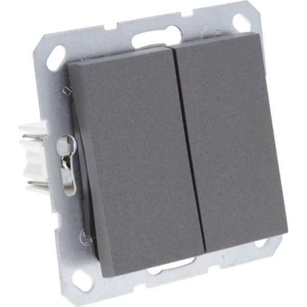 Q-Link S-Line schakelaar - inbouw - wissel - wissel - antraciet Q-Link S-Line schakelaar - inbouw - wissel - wissel - antraciet