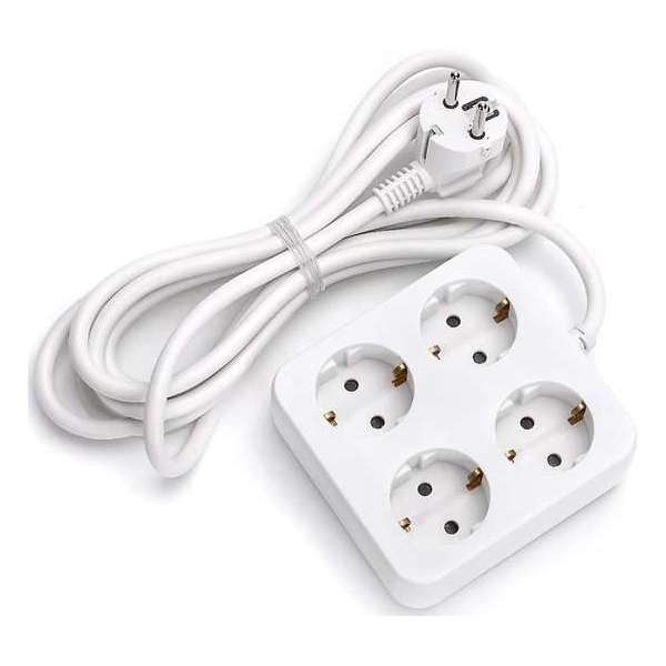 Verlengsnoer - Aigi Urvan - 3680W - 4 Stopcontacten - 3 Meter - Wit | Nederland - BSE Verlengsnoer - Aigi Urvan - 3680W - 4 Stopcontacten - 3 Meter - Wit | Nederland - BSE