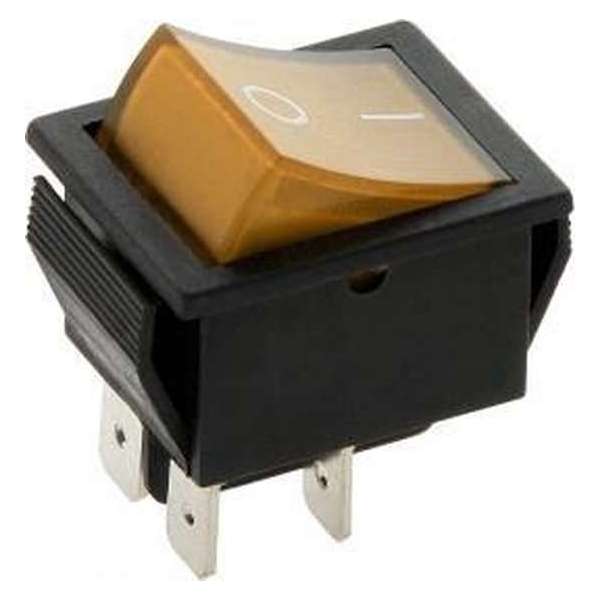 Schakelaar - geel - 12 volt - 35A - verlicht Schakelaar - geel - 12 volt - 35A - verlicht
