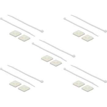 DeLOCK Tie-wraps 200 x 4,8mm (10 stuks) met zelfklevende houders (10 stuks) / transparant