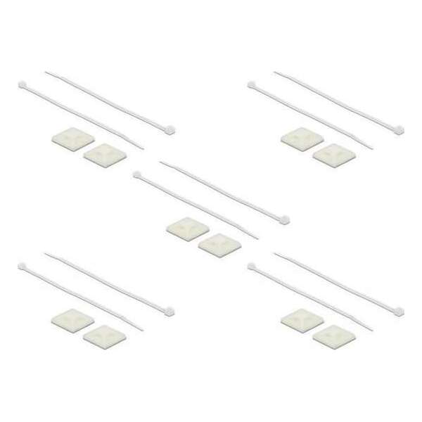 DeLOCK Tie-wraps 200 x 4,8mm (10 stuks) met zelfklevende houders (10 stuks) / transparant DeLOCK Tie-wraps 200 x 4,8mm (10 stuks) met zelfklevende houders (10 stuks) / transparant